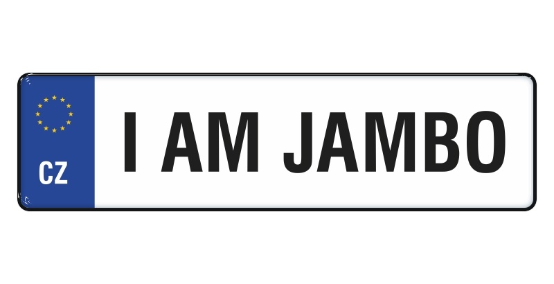 Zakázková  samolepka - SPZ - I am Jambo