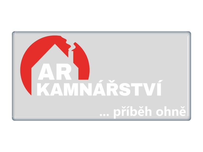 Zakázková samolepka - kamnářství červenobílé 20x10cm