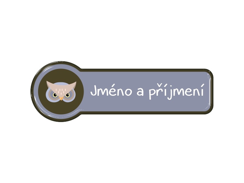 Samolepka - jméno a příjmení s motivem sova