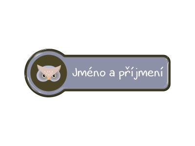 Samolepka - jméno a příjmení s motivem sova