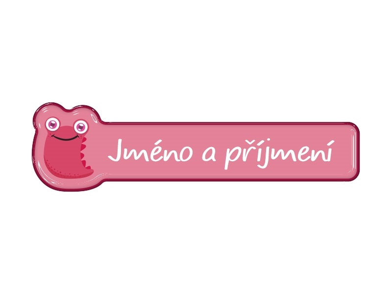 Samolepka - příšera s jménem a příjmením VIII
