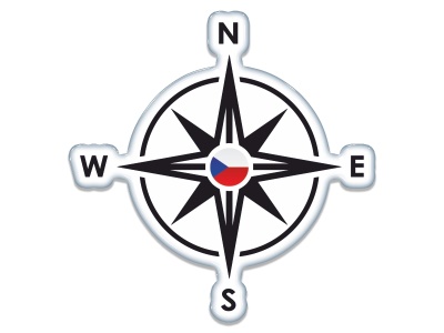 Samolepka - Kompas se znakem CZ (black- english)